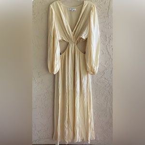 Endless Rose Cream Long Sleeve Maxi Dress with Side Cutouts